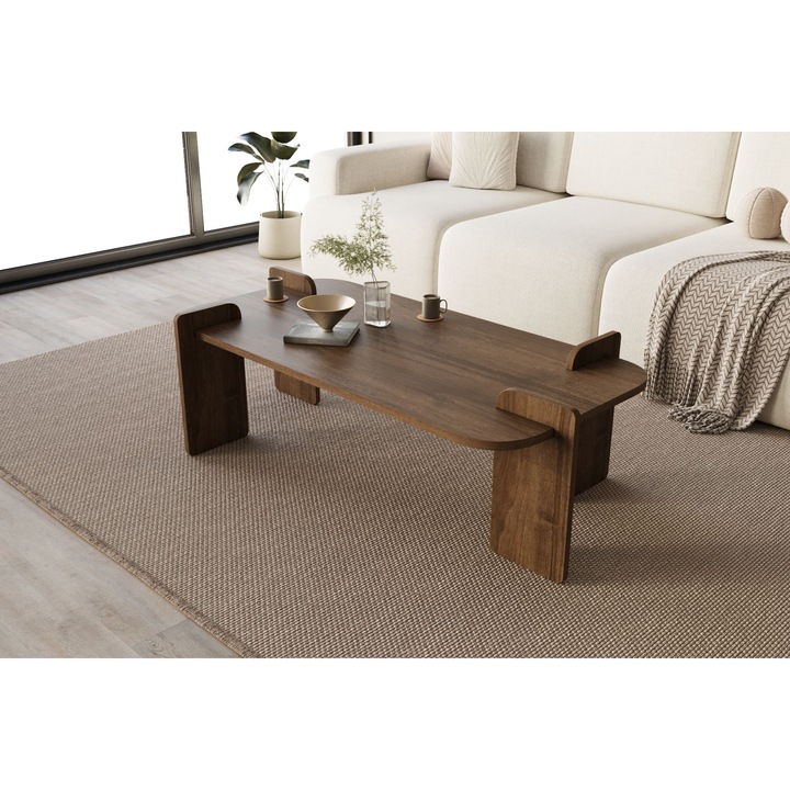 Masa de cafea Woody Fashion, model 574, nuc, 120x60x35cm, set de 1 bucata