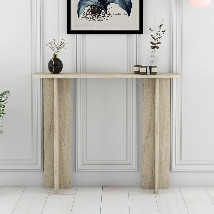 Masa de machiaj Woody Fashion, travertin, 105x85x30cm, 100% melamina