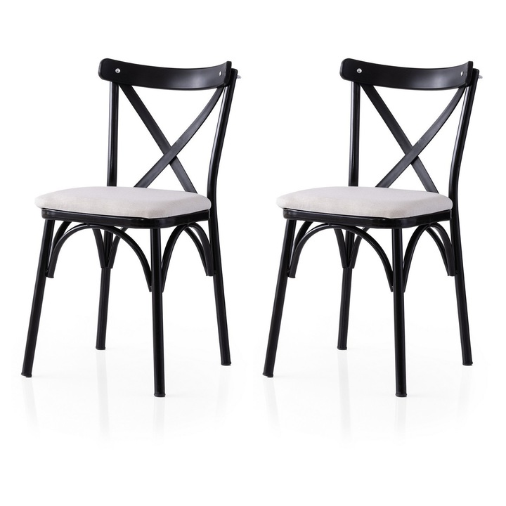 Set scaune Woody Fashion, 350, negru, alb, 42x40x81cm, 2 piese