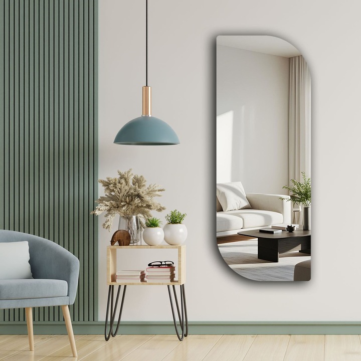 Oglinda Woody Fashion, 52x135cm, 4mm grosime, fundal negru, set 1 bucata