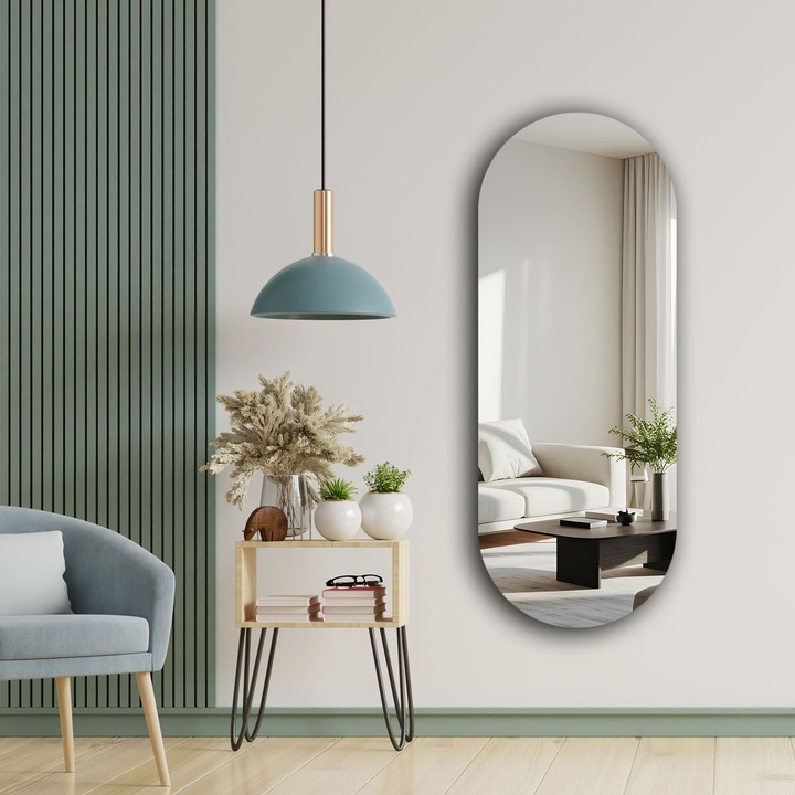 Woody Fashion tükör, 52x135cm, fekete háttér, 4mm vastagság