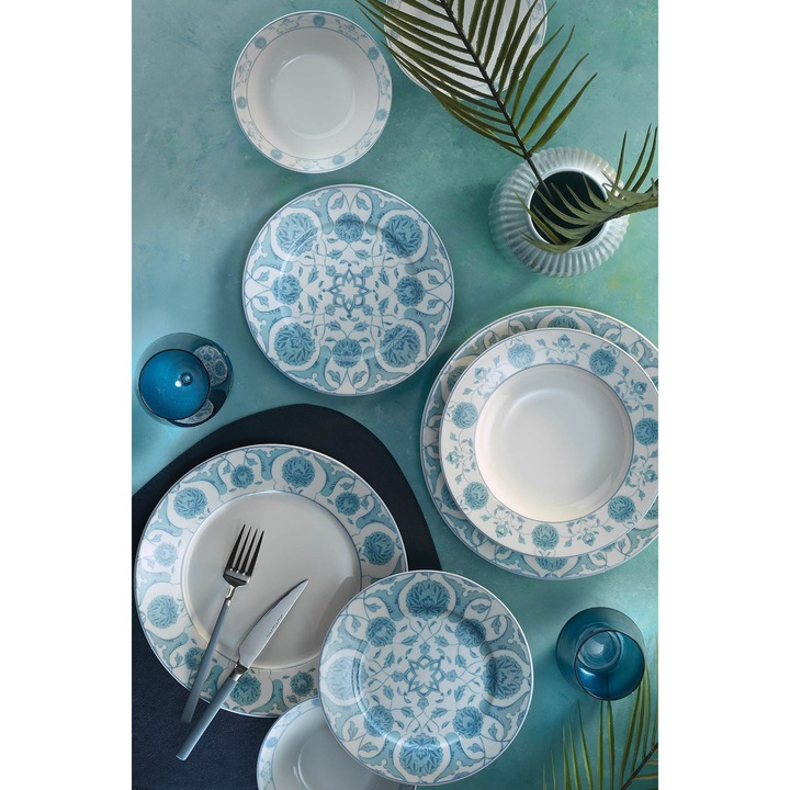 Set de masa (24 piese), Hermia Concept, portelan, multicolor, 27x27x2cm, 23x23x3cm, 15x15x6cm, 20x20x2cm