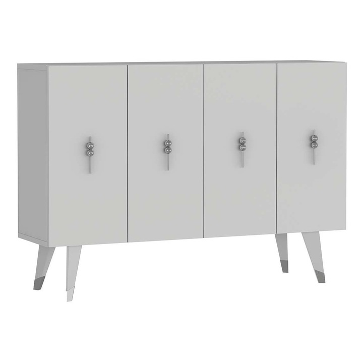 Consola, Woody Fashion, alb/argintiu, 120x80x29,6 cm