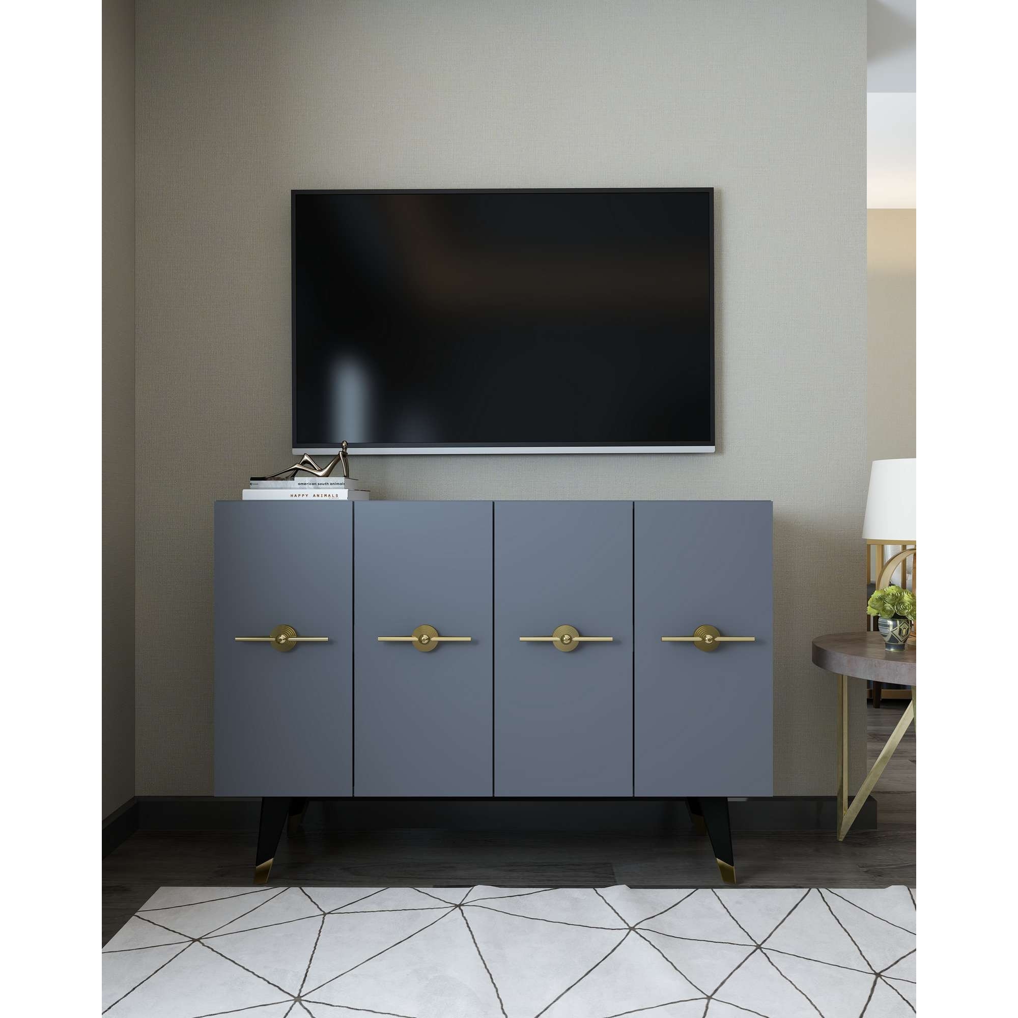Masa Console Woody Fashion, 120x80x29,6cm, 5 rafturi, antracit, set ...