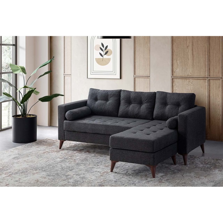 Canapea coltar Atelier Del Sofa, 5 perne, negru, 205x150cm