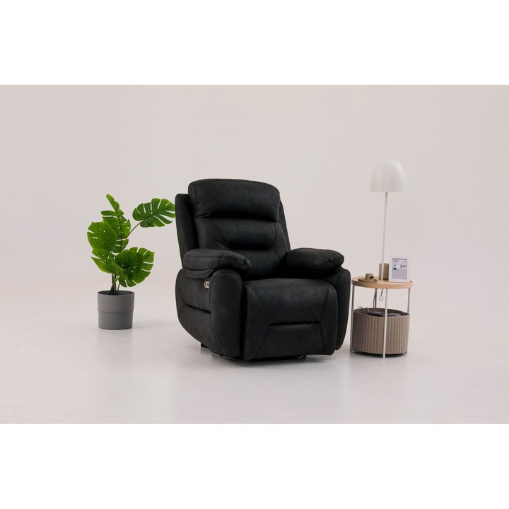 Fotoliu electric, Atelier Del Sofa, negru, 90x105x75 cm, spuma 15 cm, capacitate 90 kg