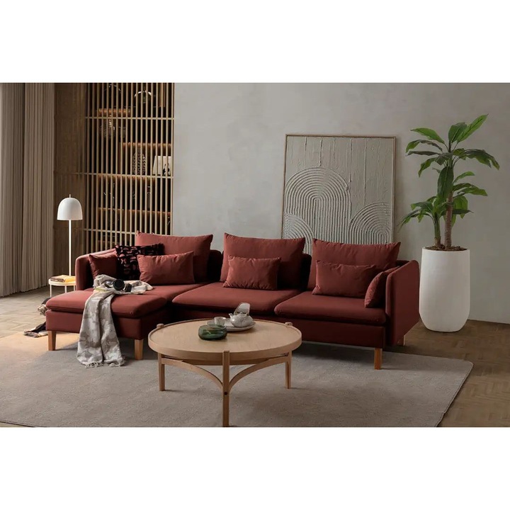 Canapea coltar, Atelier Del Sofa, rosu, 8 perne, 285x150 cm, 240 kg capacitate