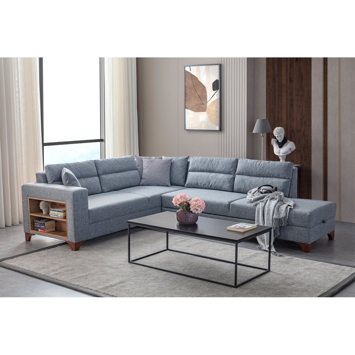 Canapea coltar extensibila, Atelier Del Sofa, gri, 230x285cm, 8 perne