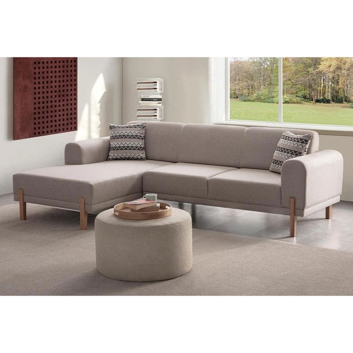 Canapea coltar extensibila, Atelier Del Sofa, crem, 2 perne, 250x160cm, 240kg capacitate