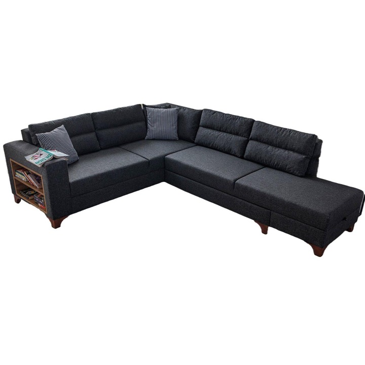 Canapea coltar extensibila Atelier Del Sofa, 8 perne, 230x285cm, antracit