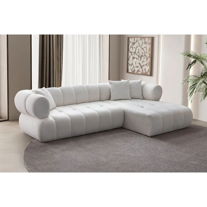 Canapea coltar Atelier Del Sofa, 3 perne, alba, 280x170cm