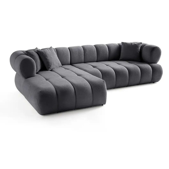 Canapea coltar Atelier Del Sofa, gri inchis, 3 perne, 280x170cm, 240kg capacitate maxima