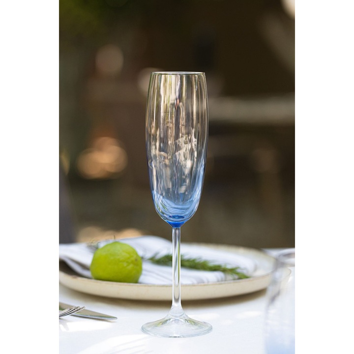 Set pahare sampanie 149, Hermia Concept, 220 ml, albastru, 6,6x6,6x23,6 cm, 4 bucati