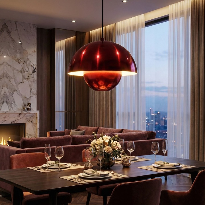 Лампа Opviq 906, метал, червена, регулируема височина 35-115 см, размер на основата 10x6 см