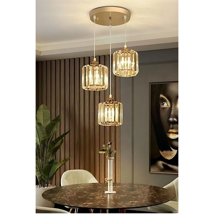 Лампа Opviq 824, метал, златист, 3 x E27, 25-80 см, диаметър 30 см