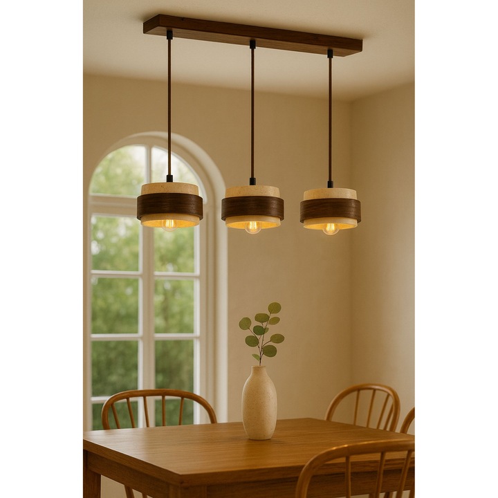 Лампа Opviq 402, бежова, орех, размери 60x6x4см, регулируема височина 16-146см