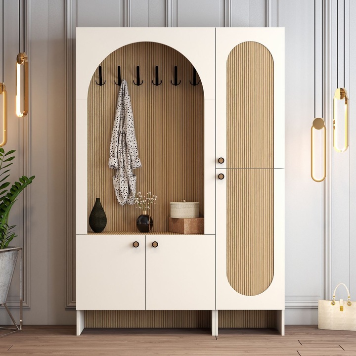 Cuier, Woody Fashion, crem/maro, 135x200,6x37 cm