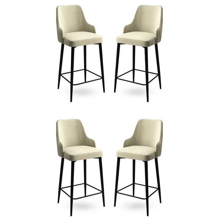 Set de scaune bar Woody Fashion, 4 piese, crem, negru, 45x105x43cm
