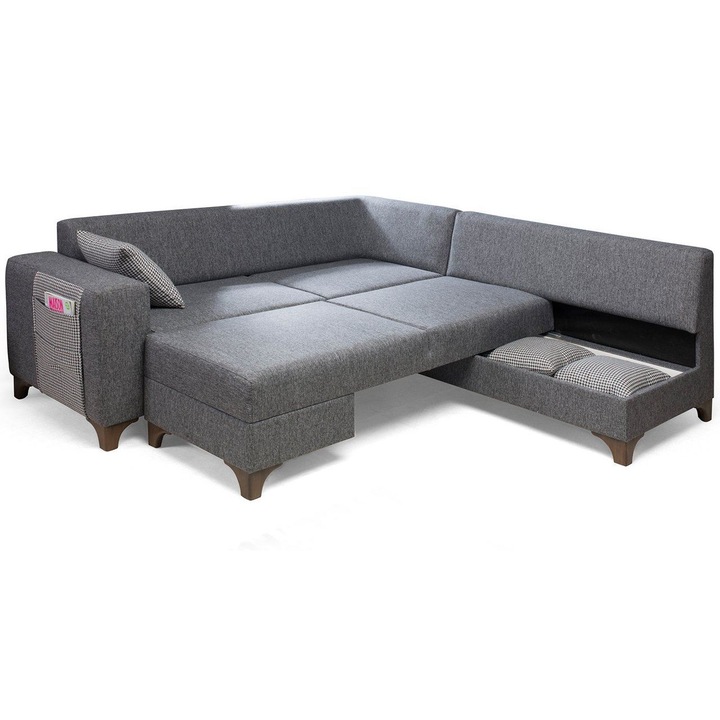Canapea coltar extensibil, Atelier Del Sofa, gri, 8 perne, 230x285cm