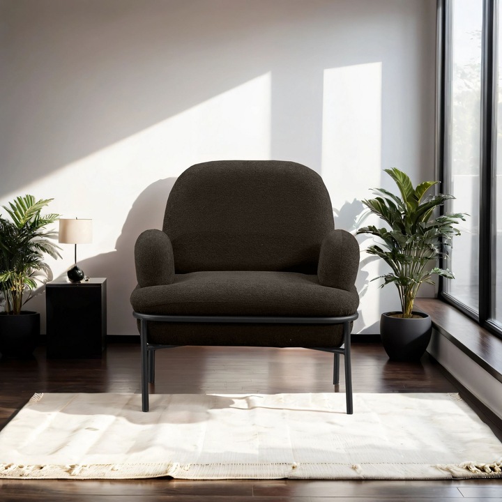 Fotel Atelier Del Sofa 812, antracit, 100% rétegelt fa, 100% teddy, 85x80x53cm