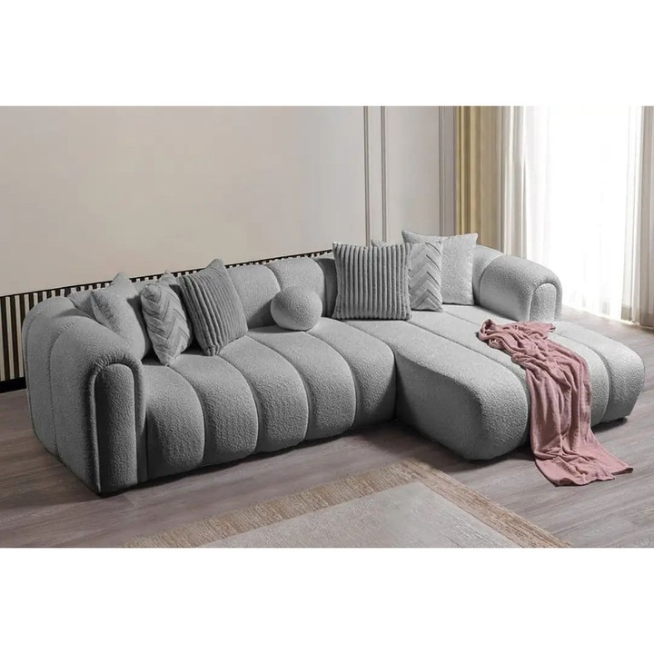 Canapea coltar Atelier Del Sofa, gri, 7 perne, 265x185cm