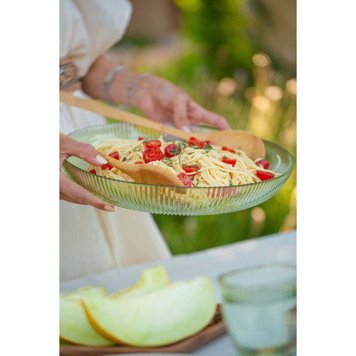 Set boluri de salata din sticla, Hermia Concept, 25,5x25,5x2,3cm si 30x30x2,3cm, verde