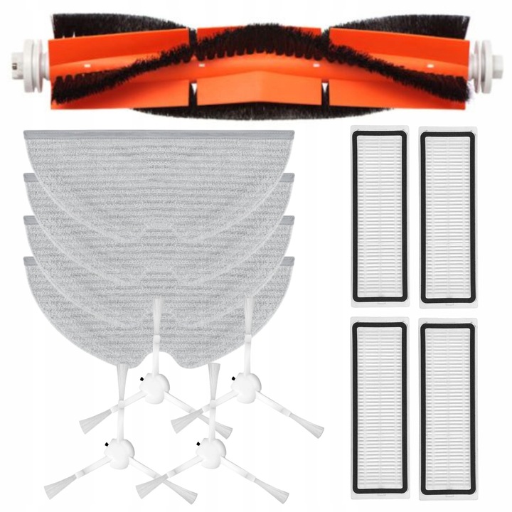 Set complet de schimb, AreoSe, Compatibil cu Xiaomi Vacuum Mop 1C, Dreame F9, perie rola, perii laterale, filtre HEPA, lavete mop, performanta maxima