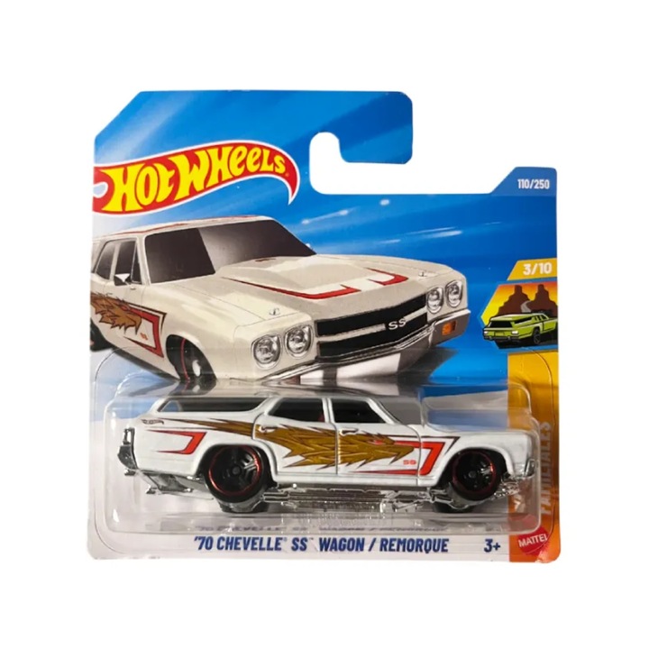 Masinuta Hot Wheels, '70 Chevelle SS Wagon, alb, scara 1:64, model 2026
