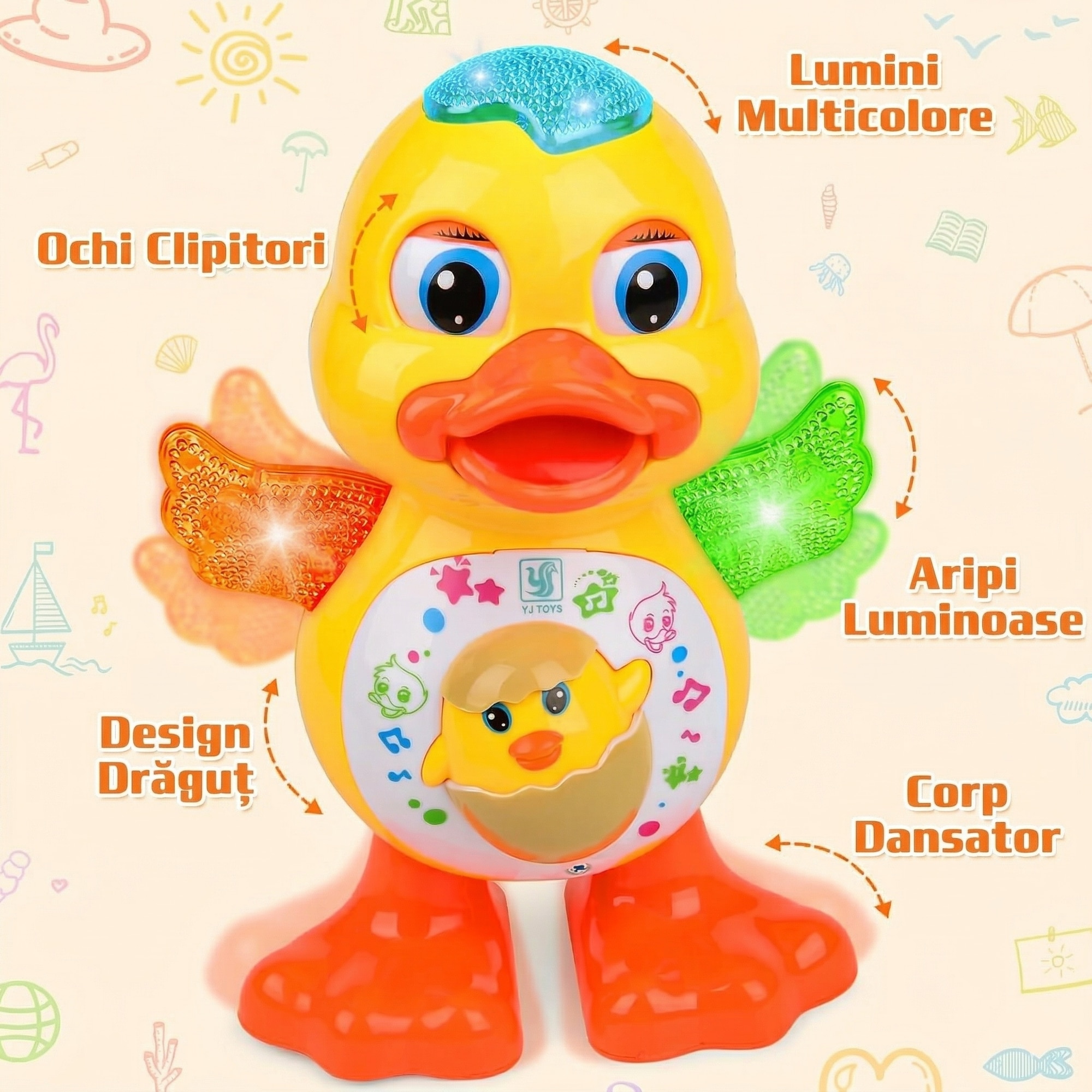 Rata Dansatoare cu Sunete si Lumini Pitikot®, Ratusca Interactiva ...