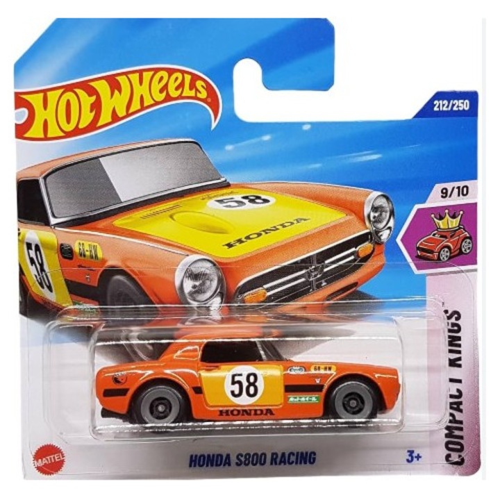 Masinuta Metalica Hot Wheels, Honda S800 Racing, Tresure Hunt, 1:64 portocaliu
