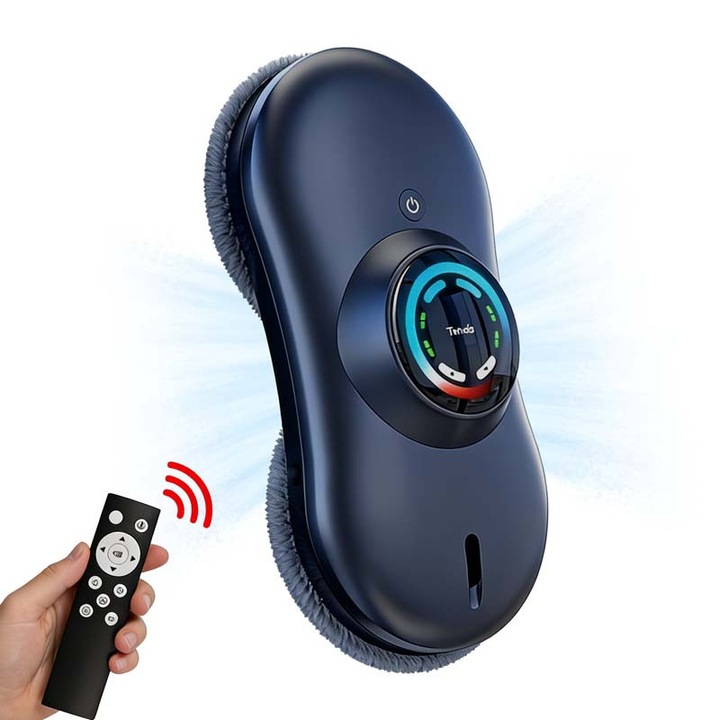 Robot Curatare Geamuri, Robot Spalat Geamuri Cu Pulverizare Apa Bidirectionala, Stergator Electric Ultra-Subtire Pentru Sticla, Aspirator Geamuri Cu Si Telecomanda, Robot Geam Negru Titan