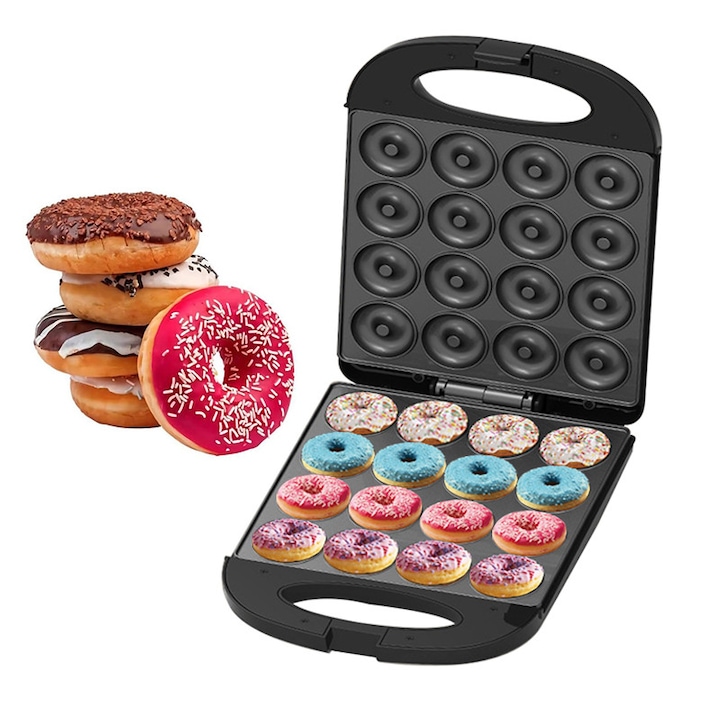 Aparat de facut gogosi, Sokany, 1200 W, usor de utilizat, coacere pe doua fete, face 16 mini gogosi odata, invelis antiaderent, Potrivit pentru prepararea micului dejun in familie si a ceaiului de dupa-amiaza