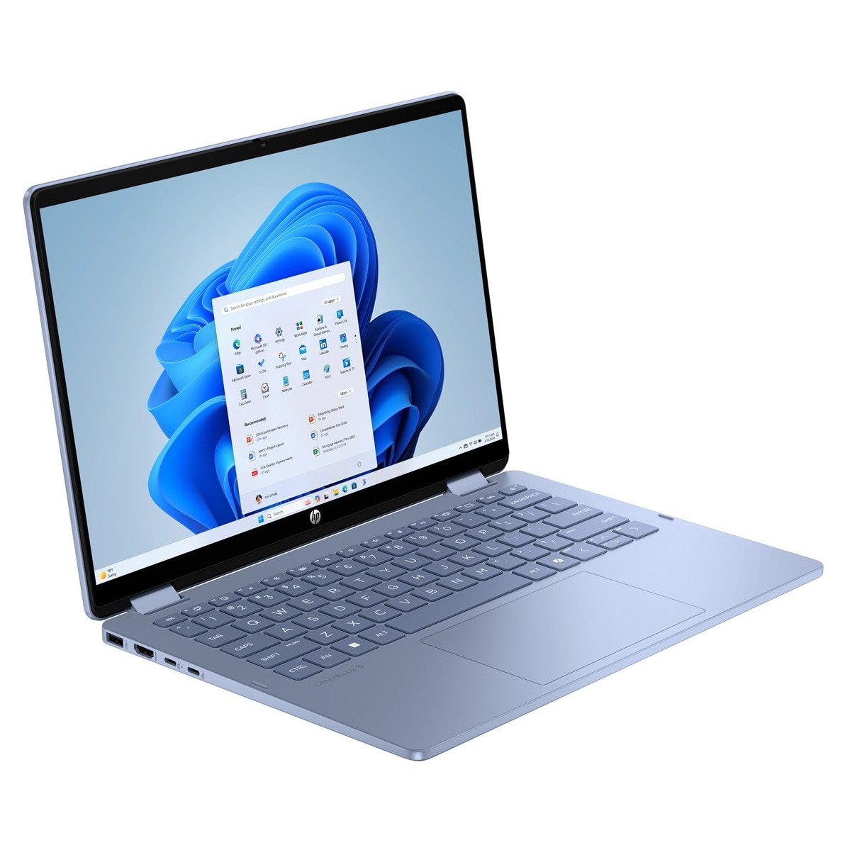 Laptop HP OmniBook 5 Flip, 14" 2K Touchscreen, Intel® Core™ 5 120U pana la 5 GHz, 16 GB RAM LPDDR5 5200, 512 GB SSD, Intel® Graphics, Windows 11 Home, Sky Blue 512 GB
