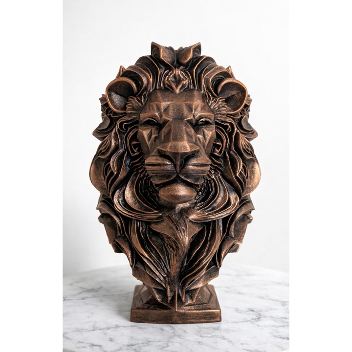 Bust Leu Majestic - Statueta Decorativa Premium Birou, Finisaj Bronz Antic, Cadou Inedit Lideri