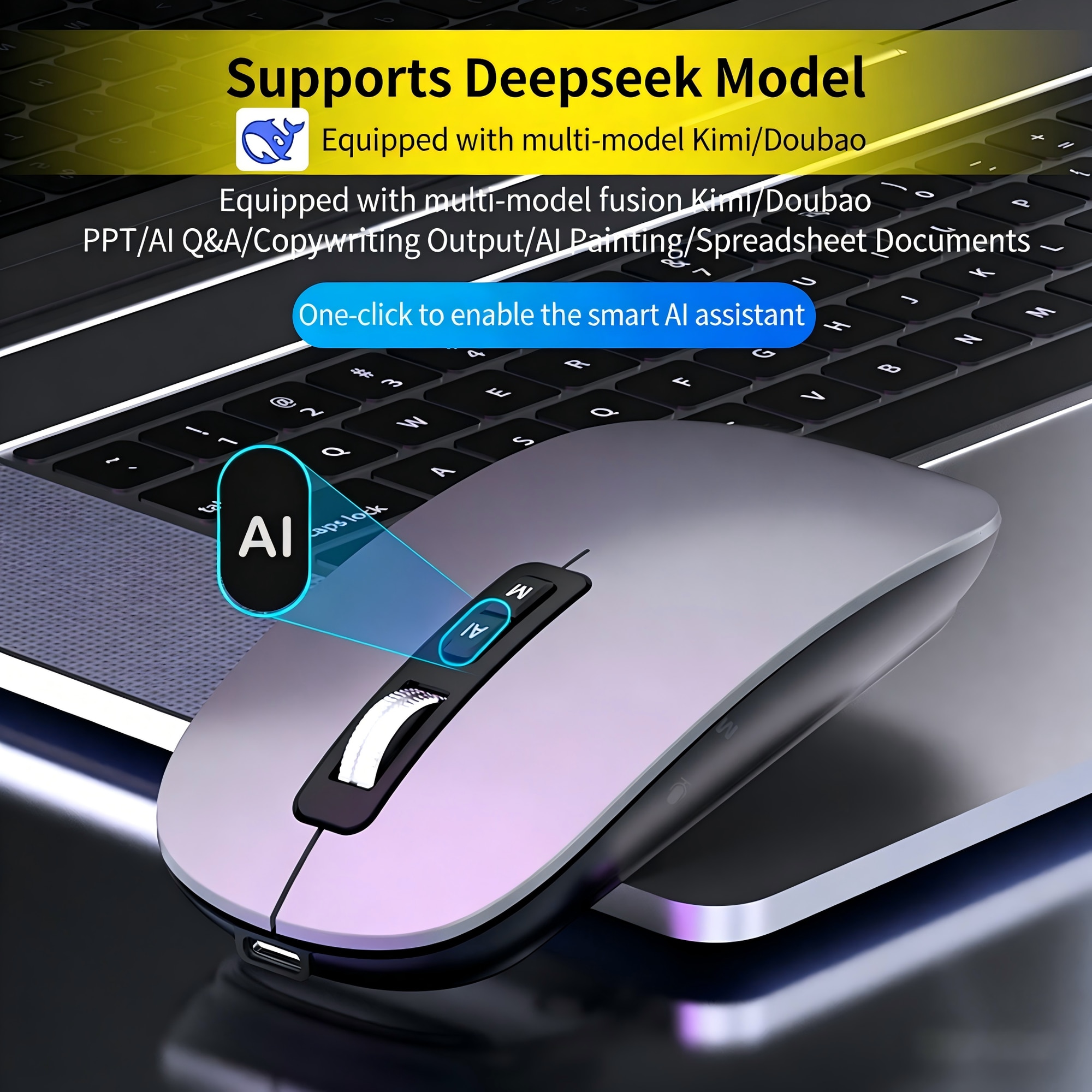 Mouse-ul inteligent wireless AI ®Omelivon，accepta 144 de limbi pentru ...