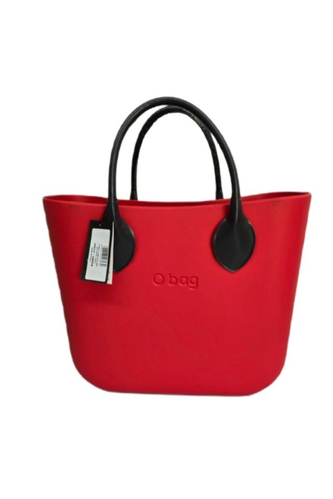 Geanta O bag, Rosu cu manere din poliuretan, Rosu, 40x33x12