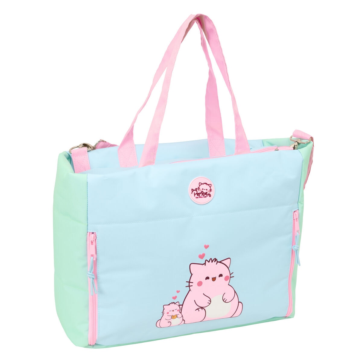 Servieta pentru laptop, The pink cat, model Pembe, multicolor, poliester 300D, marime unica, compartiment laptop pana la 14 "1", 40 x 31 x 17 cm