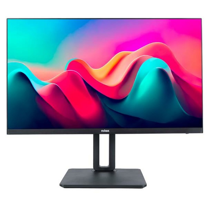 Monitor, Nilox, NXM24REG11, 24", IPS, Full HD 1920x1080, 75 Hz, 5 ms, HDMI/DisplayPort/VGA, reglabil pe inaltime, VESA, negru, boxe 2x2W