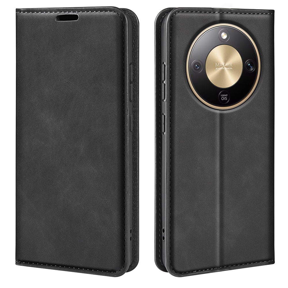 Husa Flip Tip Carte Deluxe Compatibila cu Honor Magic 8 Lite, Piele Ecologica, Stand, Negru
