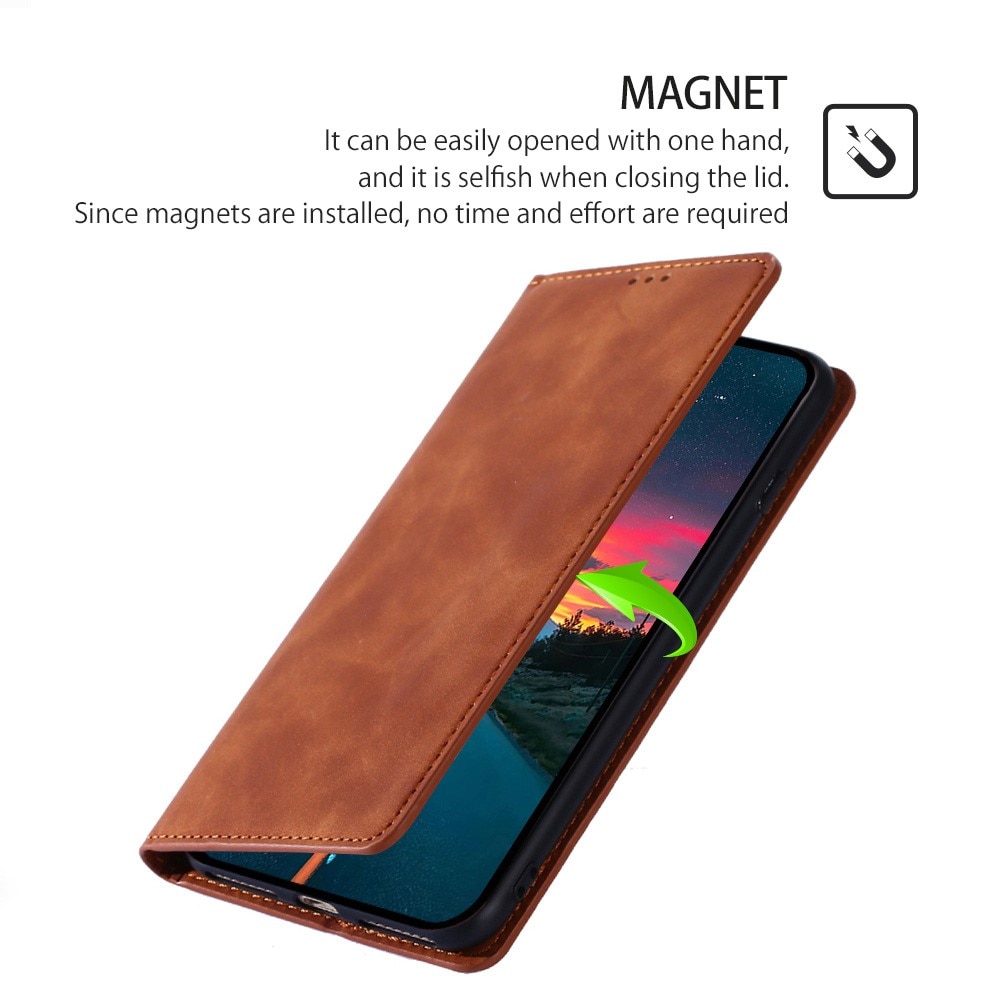 Husa Flip Tip Carte Deluxe Compatibila cu Honor Magic 8 Lite, Piele Ecologica, Stand, Maro