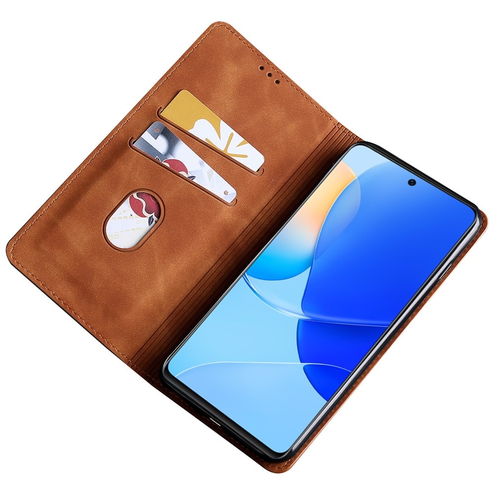 Husa Flip Tip Carte Deluxe Compatibila cu Honor Magic 8 Lite, Piele Ecologica, Stand, Maro