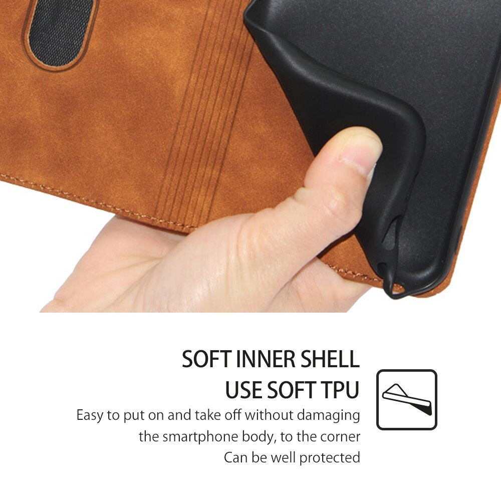 Husa Flip Tip Carte Deluxe Compatibila cu Honor Magic 8 Lite, Piele Ecologica, Stand, Maro