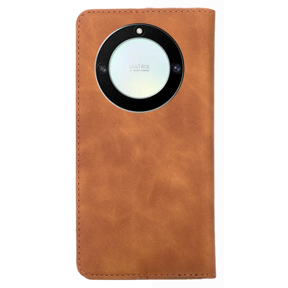Husa Flip Tip Carte Deluxe Compatibila cu Honor Magic 8 Lite, Piele Ecologica, Stand, Maro