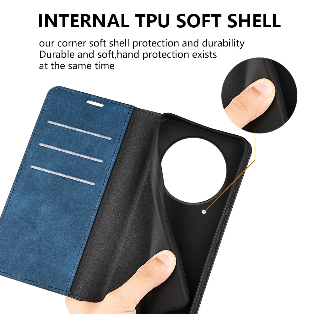 Husa Flip Tip Carte Deluxe Compatibila cu Honor Magic 8 Lite, Piele Ecologica, Stand, Navy Blue