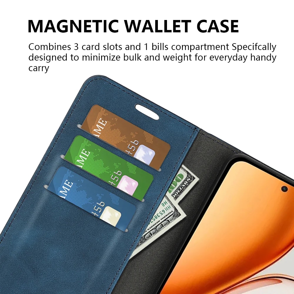 Husa Flip Tip Carte Deluxe Compatibila cu Honor Magic 8 Lite, Piele Ecologica, Stand, Navy Blue