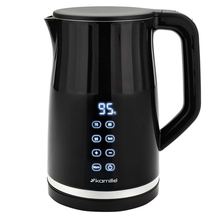 Fierbator Electric, 1.7L, Ceainic Electric, cu Reglare a Temperaturii, Control digital, Functie de mentinere la cald, 2200W, Kamille KM-1713