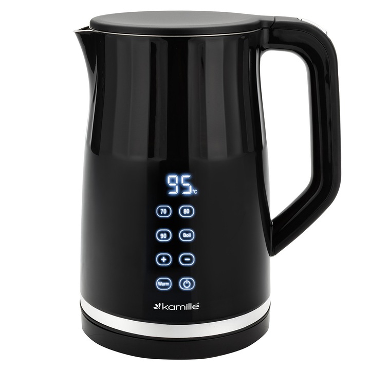 Fierbator electric Kamille 1,7 L cu reglare a temperaturii, control digital si functie de mentinere la cald, 2200 W — KM1713