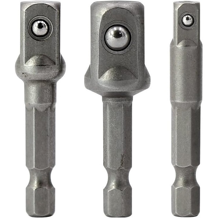 Set 3 adaptoare hexagonale 1/4", 3/8", 1/2", pentru surubelnita