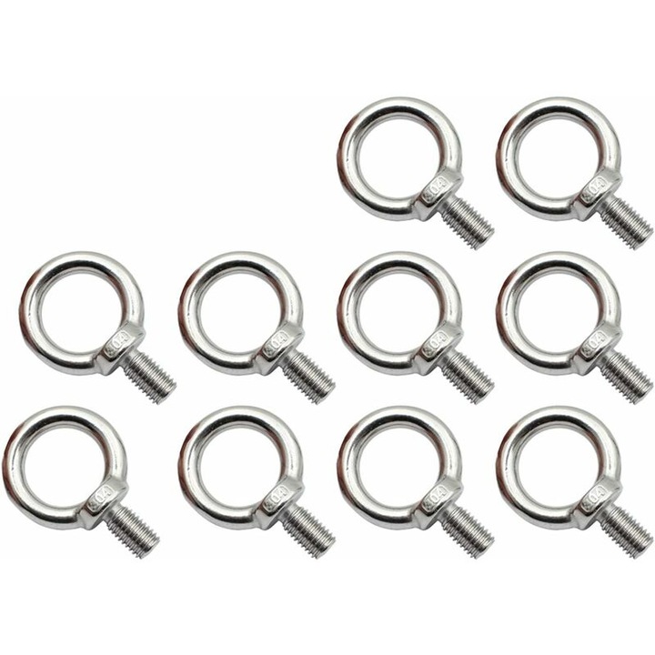 10 darabos készlet, M8 szemes csavar, 304 rozsdamentes acél, strapabíró, 47x20x13mm