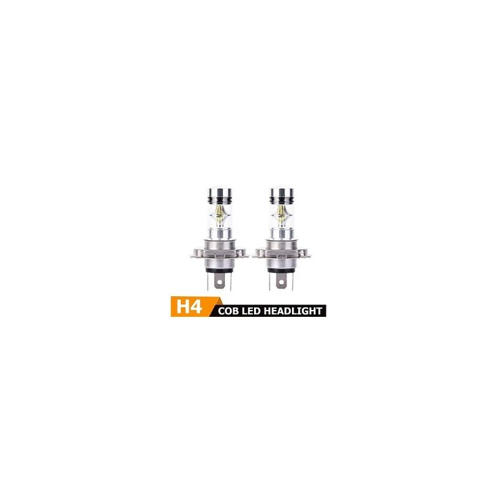 Set 2 Becuri LED H4 100W 6000K Alb, 20SMD, pentru Auto